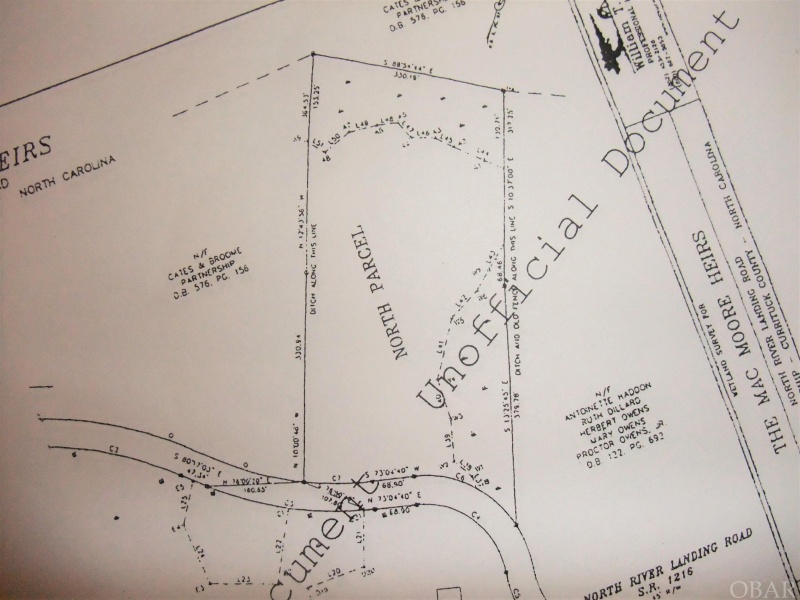 This North portion of the Bill Robbins 2005 Plat shows the boundaries for the Parcel A & Parcel B Currituck County entered into record. There Has Not Been a Survey Done for the NEWLY RECORDED PARCEL A & PARCEL B